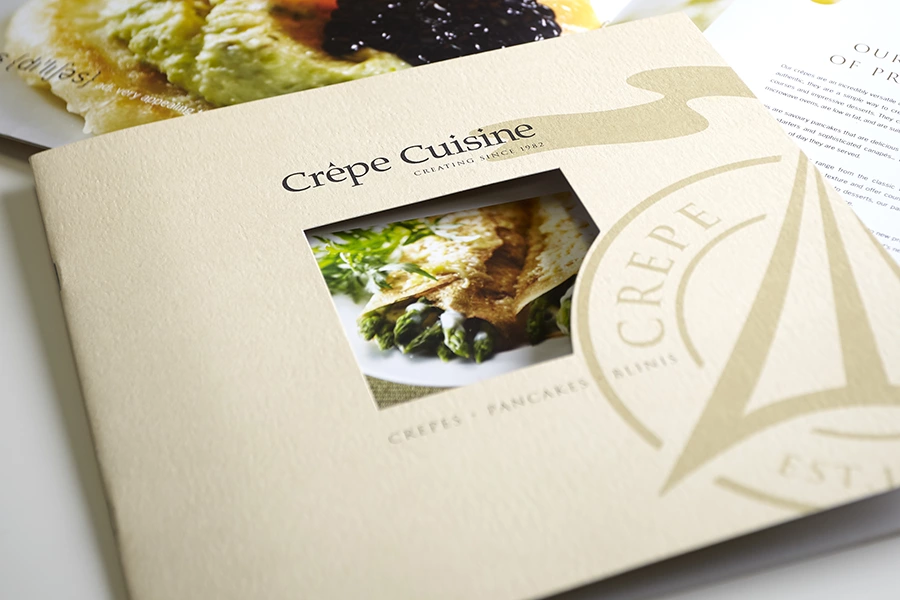crepe cuisine brochure die cut