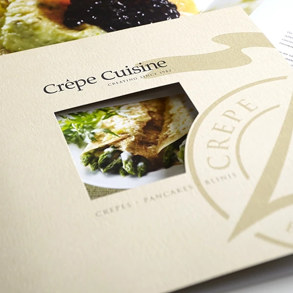 crepe cuisine brochure die cut